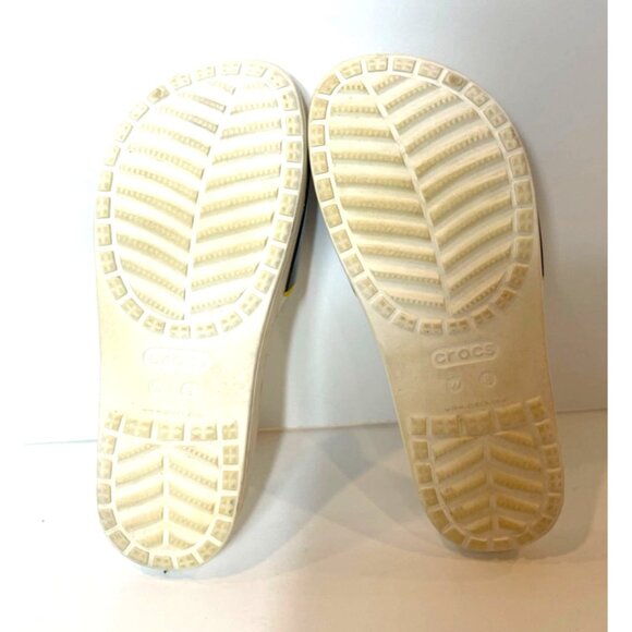 Crocs X Drew Barrymore Sloane Slide Navy Yellow Stripe White Base Womens Size 8 - Picture 9 of 12